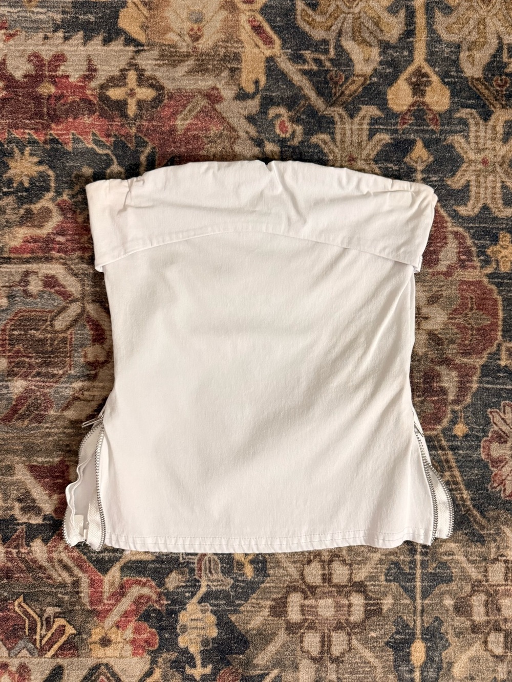 Boohoo White Strapless Tube Camisole with Zipper Detail